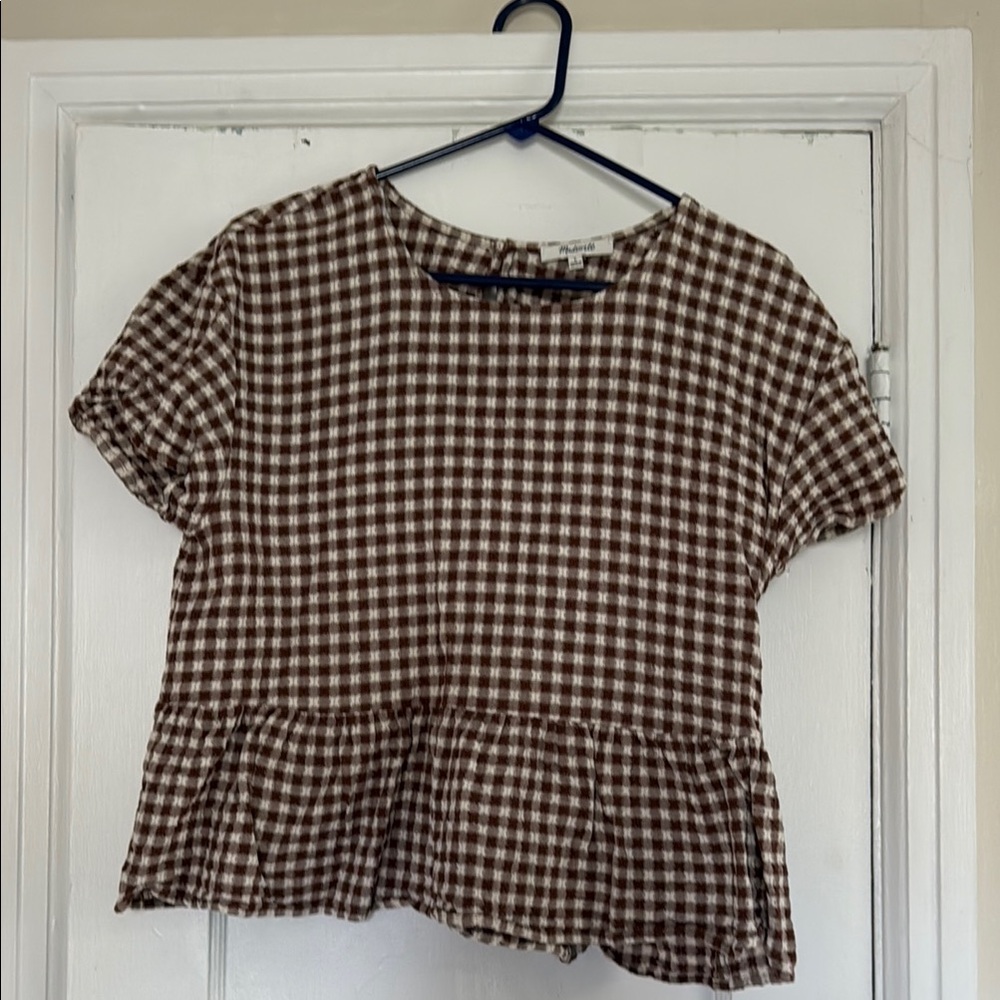 Brown Checkered Women's Top